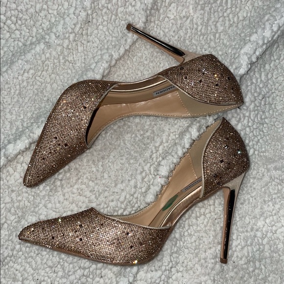 NWOT Steven Madden Rose Gold Crystal Rhinestone Heels Size 5.5, 8, 8.5 - Picture 2 of 7